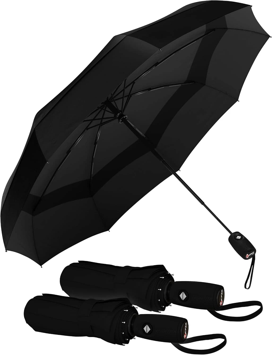 Repel Paraguas plegable Antiviento y - Apertura automática fácil - Paraguas Grande, Guarda Chuva Compacto y Duradero, Estructura de Fibra de Vidrio Resistente - Cabe en una Mochila o Bolso