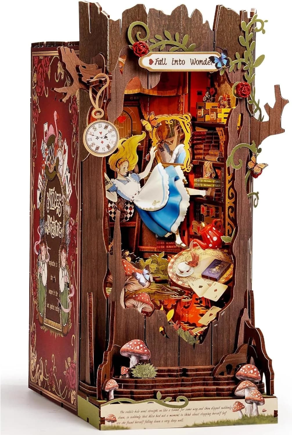 Rolife Book Nook Kit Casas Miniaturas para Montar Fall into Wonder Puzzle Madera 3D Adultos con Luces Decoracion Hogar Libro Maquetas para Construir Adultos Regalo para Profesora Madre Niños