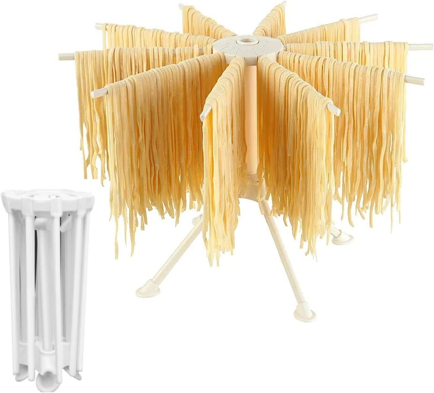 Secador Pasta 10 Ramas Fideos Plegables Estante de Secado Estable Fideos Hechos a Mano Soporte para Colgar Utensilios de Cocina Pasta Casera Gadget