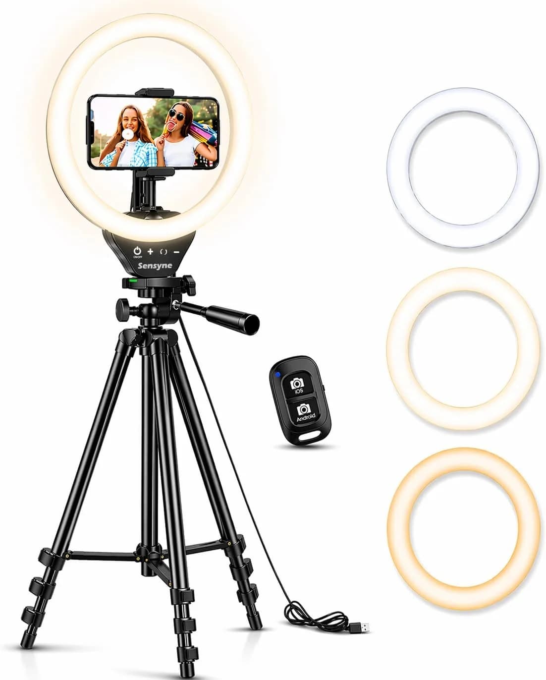 Sensyne Aro de Luz 10 Pulgadas con Trípode — Kit Completo para Contenido Móvil