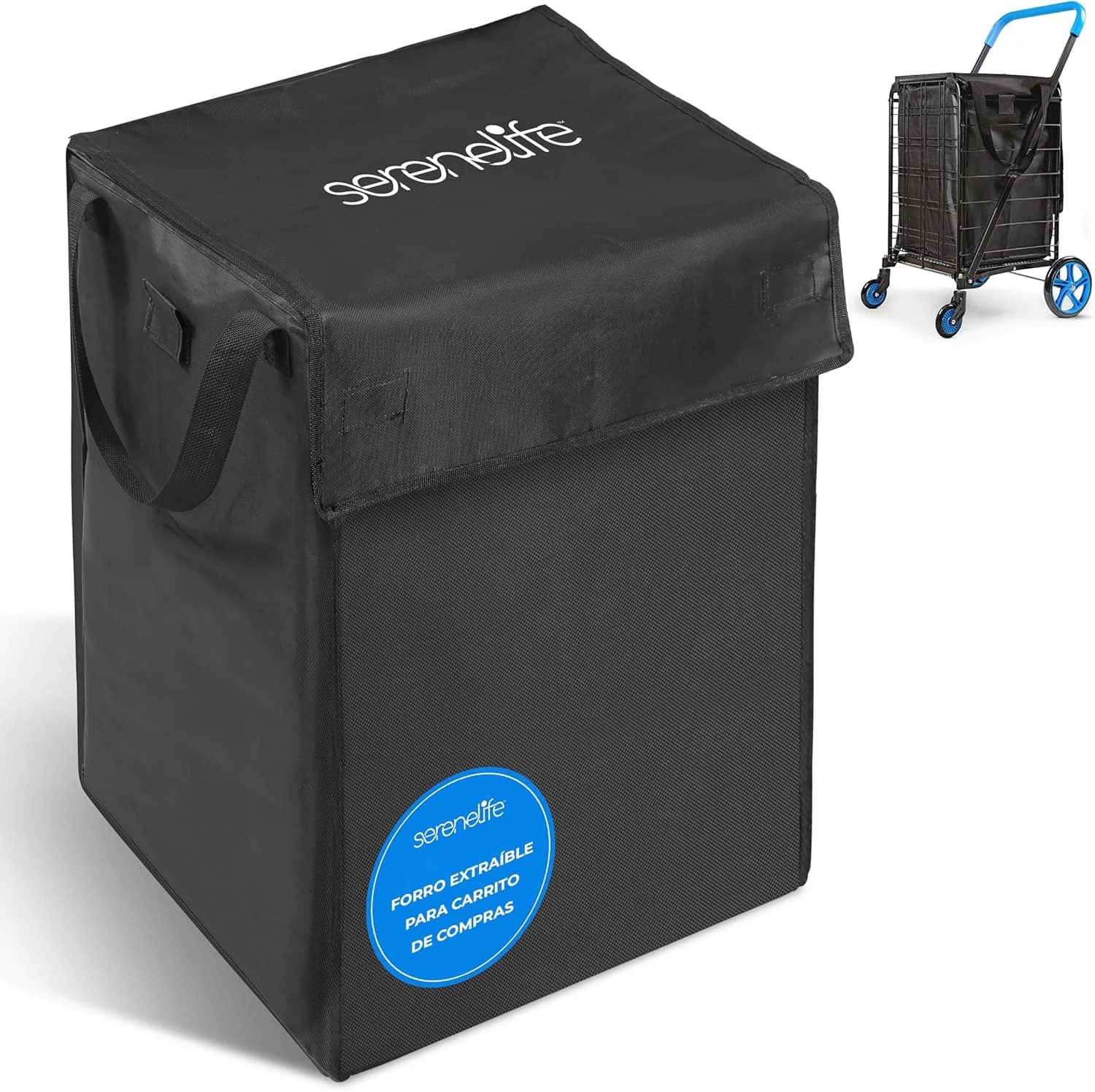 SereneLife Bolsa para Carrito de Compras, Plegable, Resistente al Agua