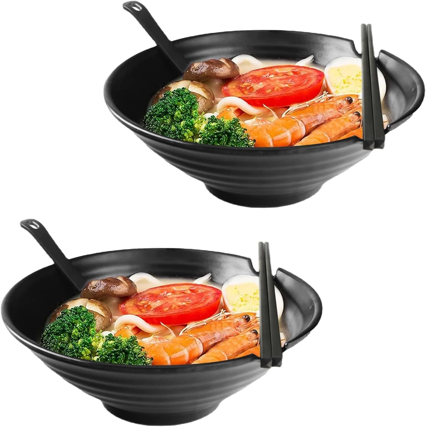 Set de 2 tazones de ramen japonés - 1000 ml - Antideslizantes - Con cuchara y palillos - Tazón de ramen asiático - Para fideos asiáticos y udon - Soba