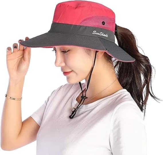 Sombrero Mujer Verano Gorro de ala Ancha de Malla Sombreros de Pesca al Aire Libre Protección UV Sombrero Playa Mujer