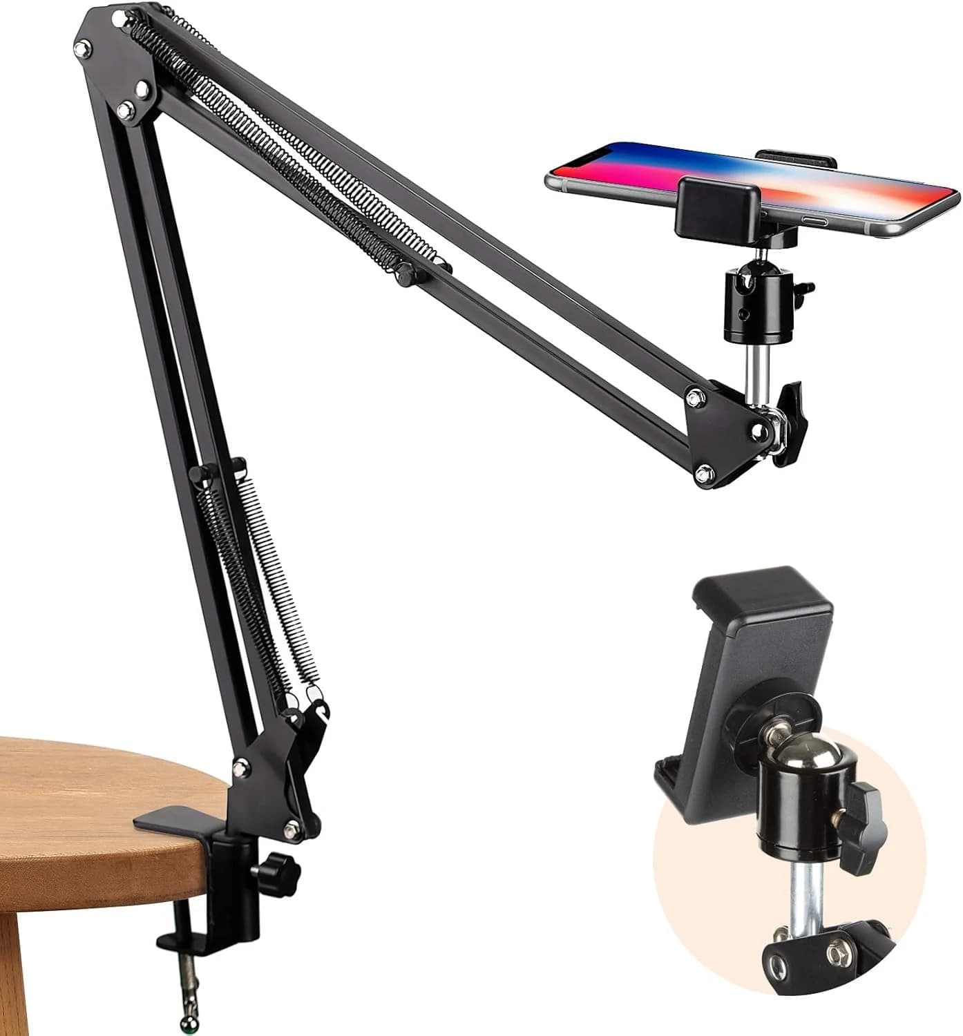 TARION Soporte para teléfono Celular Soporte de Video Brazo articulado Brazo de Soporte Flexible para videografía de fotografía Plana en Vivo (Negro)
