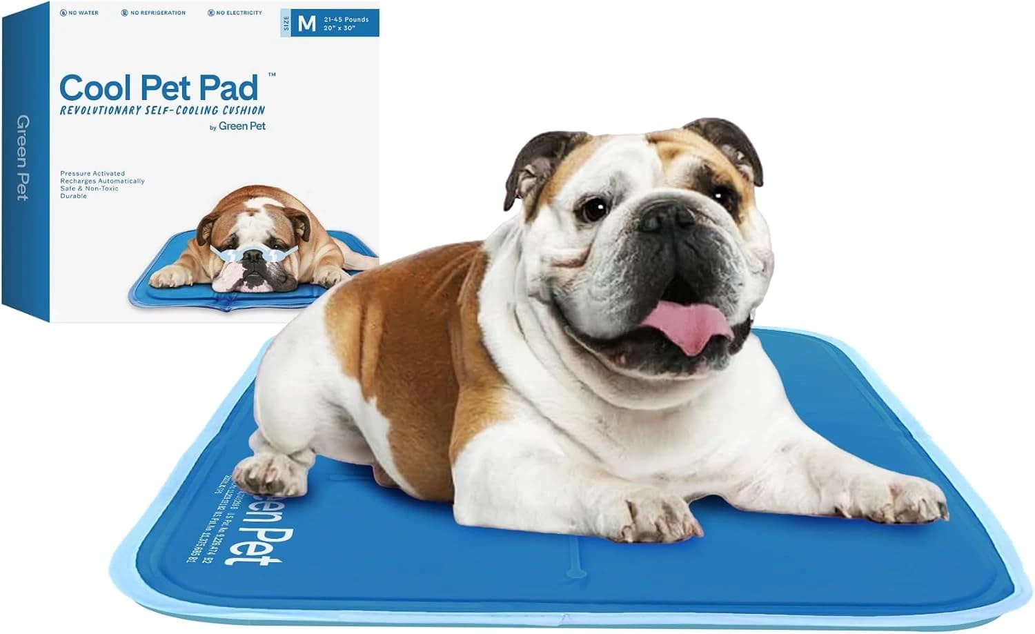 THEGREENPETSHOP Cool Pet Pad Alfombrilla autorefrescante, Mediana, activada por presión para Perros y Gatos de 53-114 cm, Gel no tóxico, no Necesita Agua, Azul