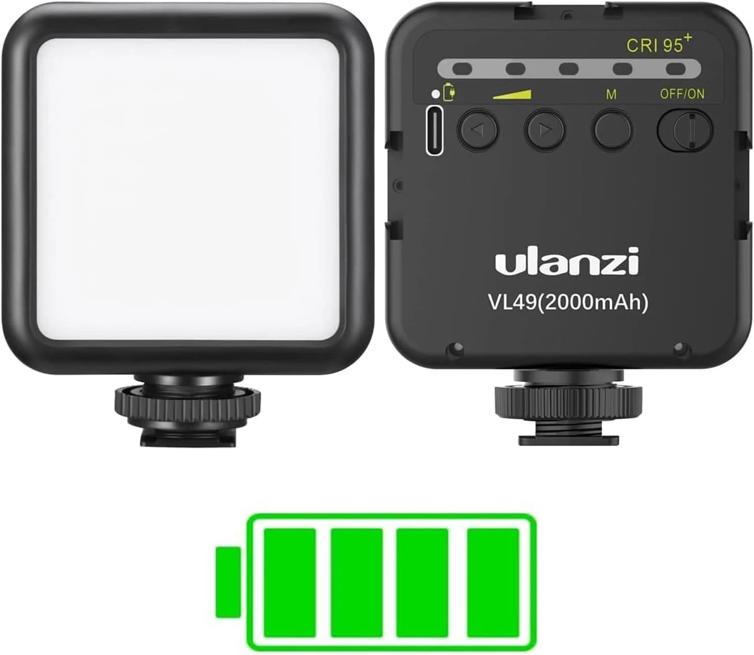 ULANZI VL49 Luz de Vídeo LED 5500K, Luz de Relleno Bicolor, Luz de Camara, Mini Luz de Fotográfica Portátil para Videocámaras DSLR, Batería Incorporada de 2000mAh