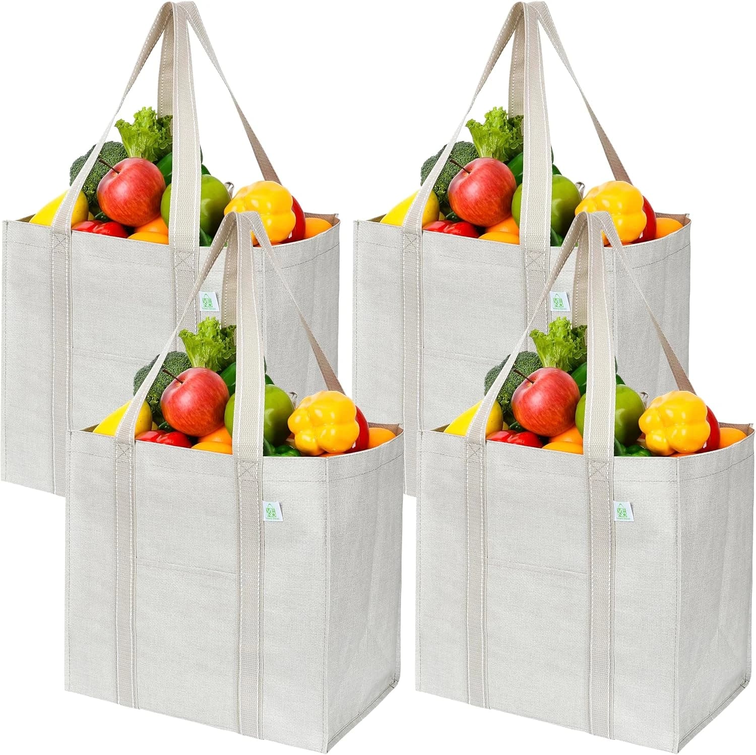 VENO Bolsas Reutilizables,Bolsa de Tela con Base Dura y Bolsillo Delantero,Bolsa Multiuso. Bolsa de Compra, Bolsa con Soporte Vertical, Resistente al Agua y Sostenible