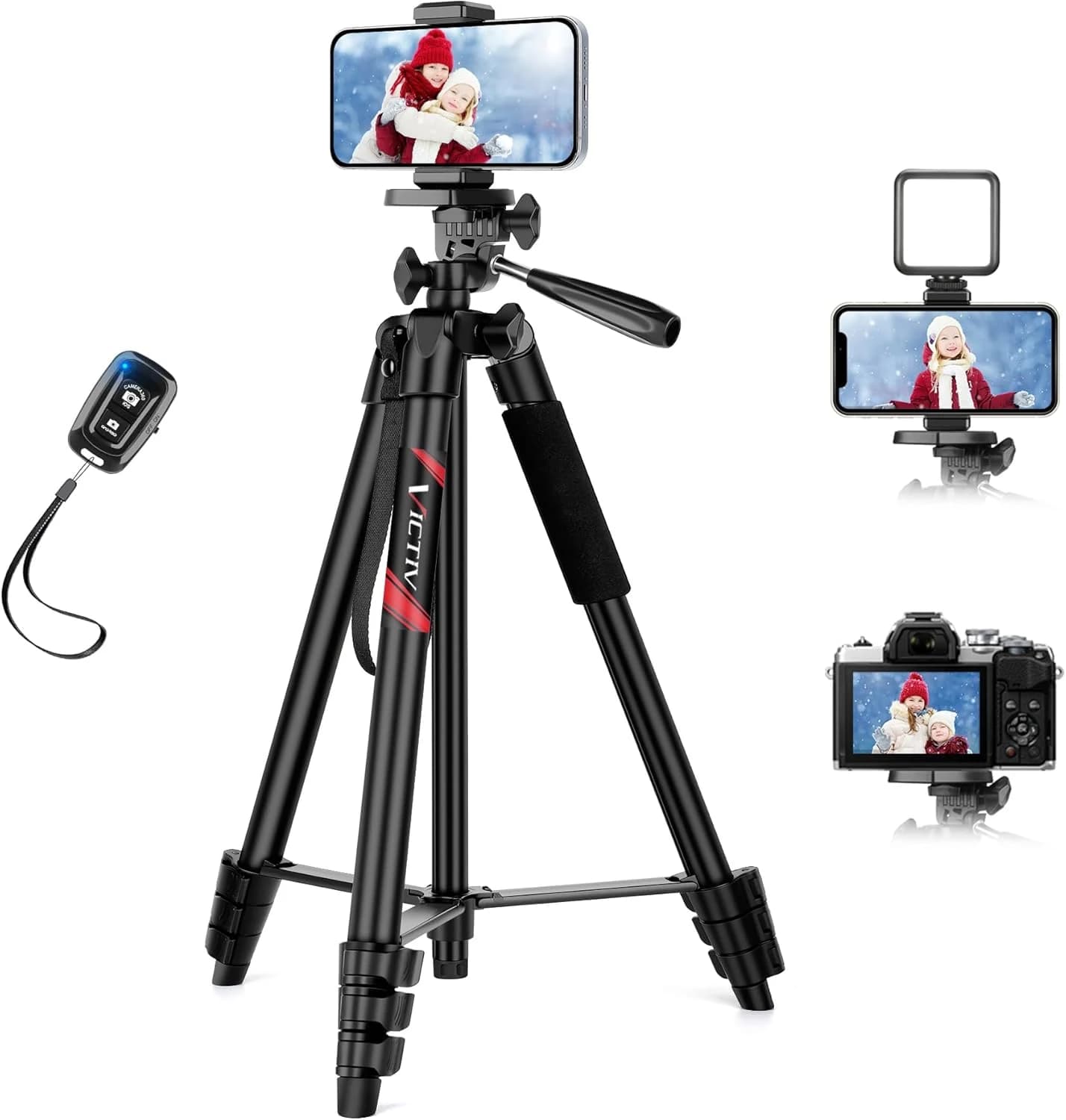 Victiv 170cm Tripode para Movil Alto, Trípode para iPhone Portátil & Ligero