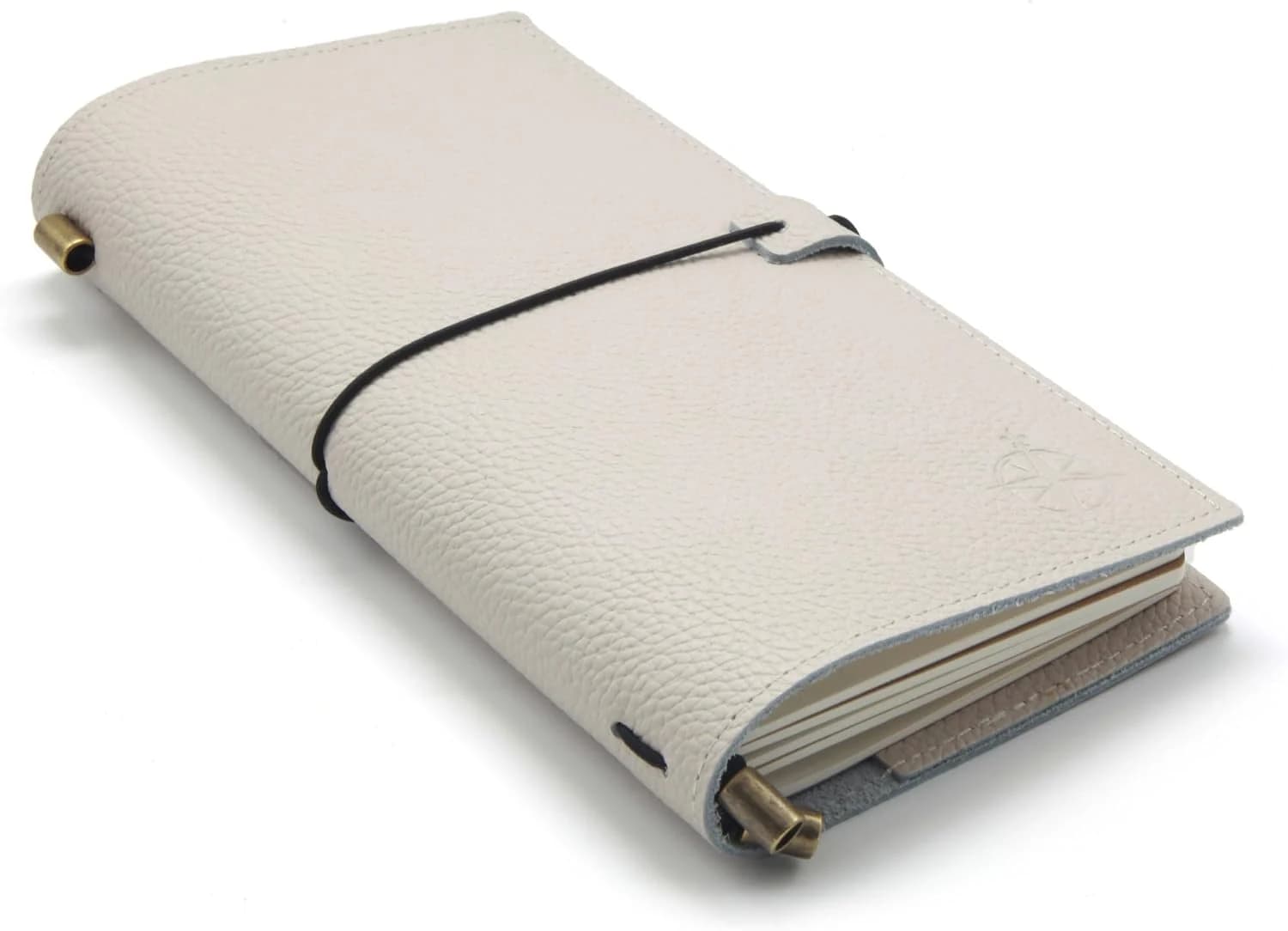 WANDERINGS Cuaderno de viaje de cuero con bolsillos, color avena, organizador de cuadernos recargable, cuaderno de piel auténtica hecho a mano con bolsillos para escribir, viajeros, organizar,