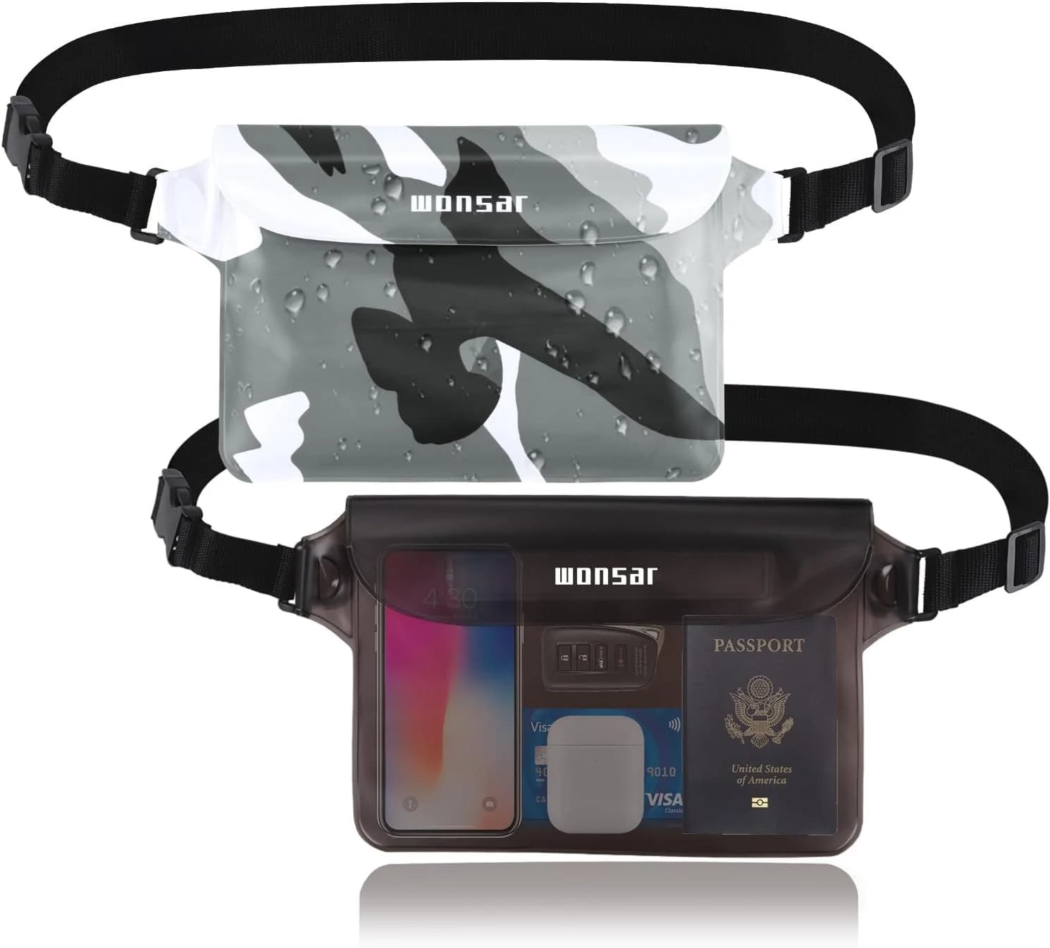 WONSAR 2 PCS Bolsa Impermeable, Riñonera Impermeable para Deportes acuáticos