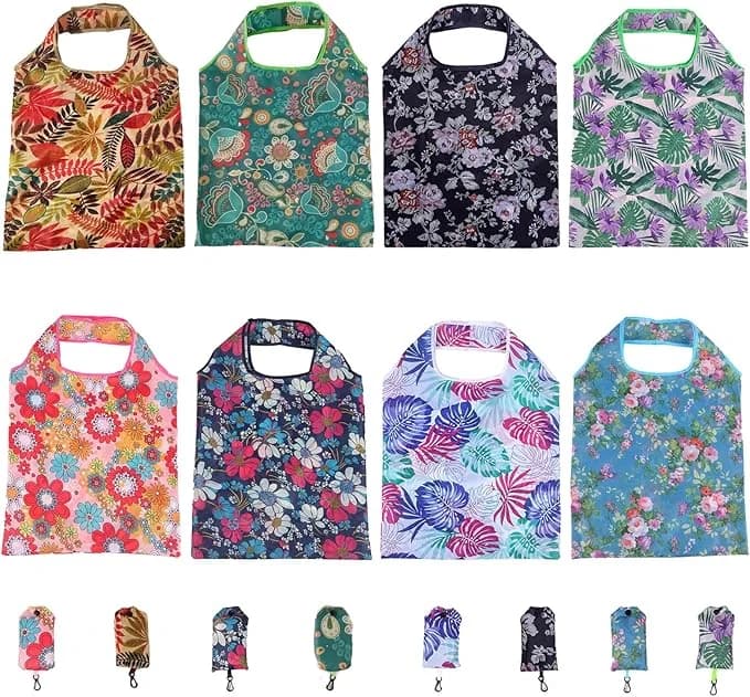 XHYASD Pack de 8 Bolsas Plegables Reutilizables — Poliéster Resistente