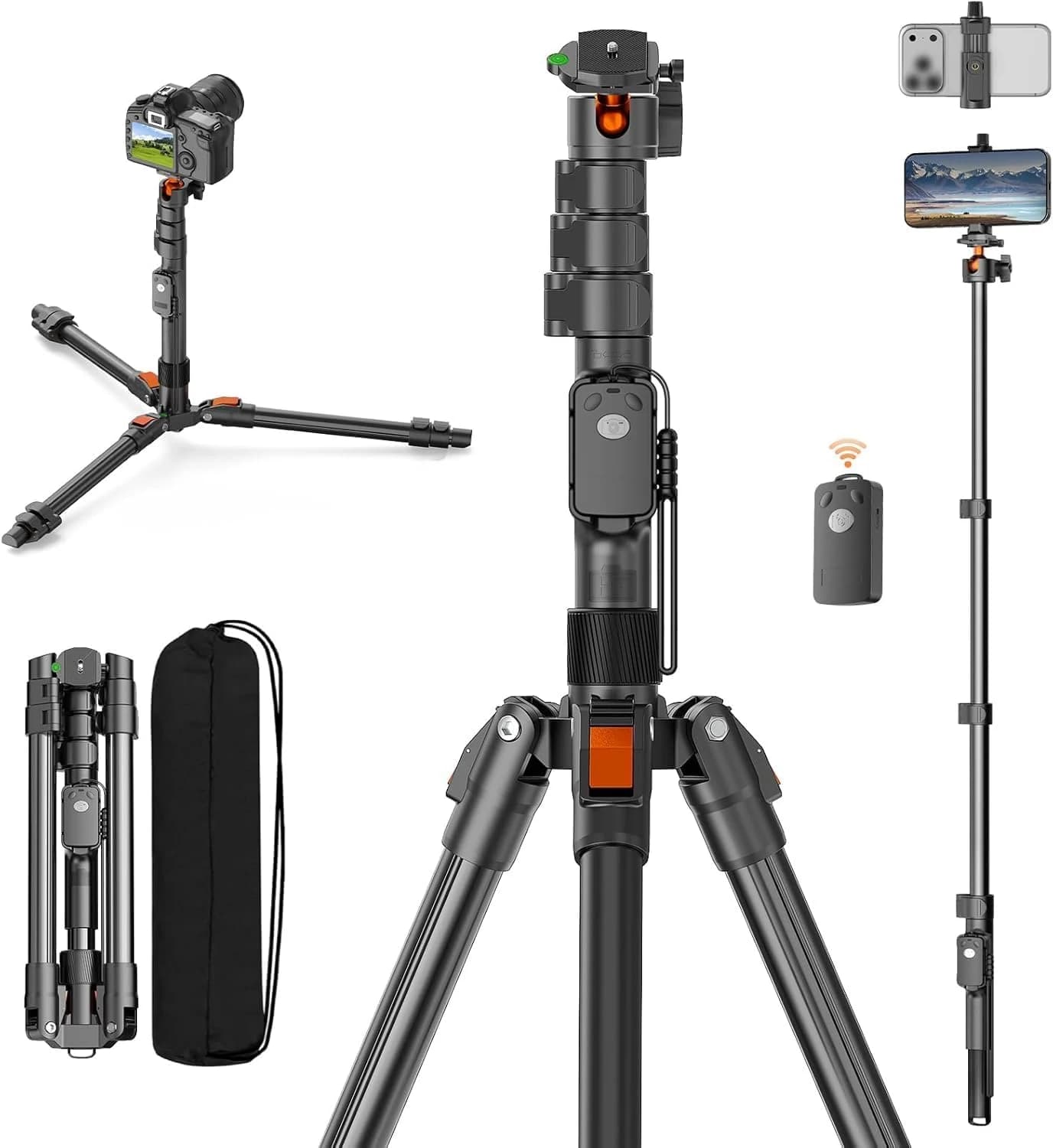 XXZU 191cm Tripode Camara, Tripod para Movil con Control Remoto de Aluminio
