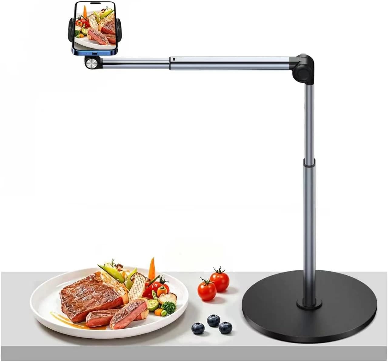 yAyusi Soporte Movil Grabar Video, Ajustable y Plegable Tripode Cenital para Movil Mesa, 30 CM de Largo, Adecuado para Transmisión en Vivo, Pintura y Grabación de Videos de Arte de Uñas (Acortar)