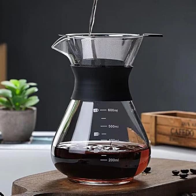YunNasi Pour Over Cafetera de Goteo Vierta Sobre Cafetera con Reutilizable Filtro de permanente de Acero Inoxidable (600 ml)