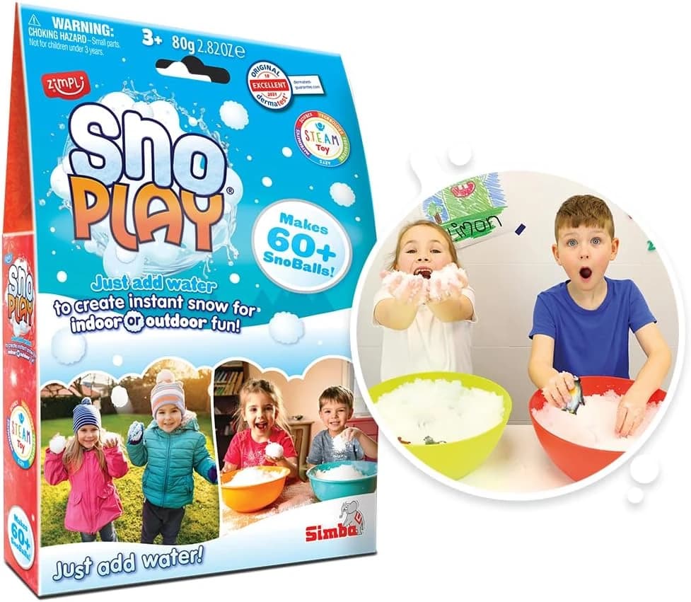 Zimpli Kids-5445 Convierte el Agua en Nieve Artificial Paquete de Batalla Snoball, Liso, Color Blanco, 4 Unidades (5470)